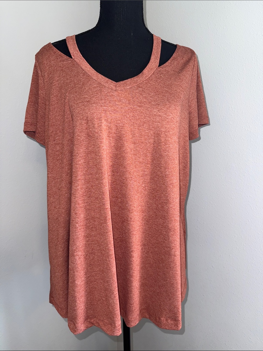 Wishlist Rust Orange Cutout V-Neck Short Sleeve Top